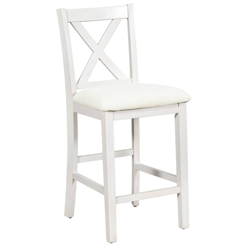 Rustic Style 5-Piece Dining Set with Wooden Bar Table and 4 Upholstered Chairs