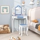 preview thumbnail 16 of 53, Costway Kids Vanity Table & Stool Set with Cute Polka Dot Print - See Details Blue
