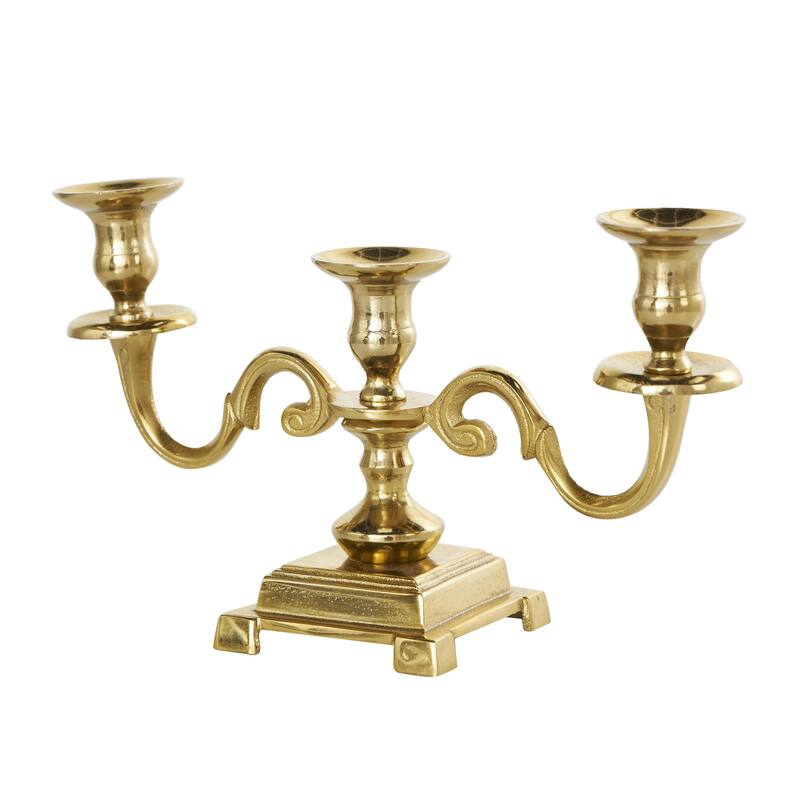Aluminum Metal Scrolled Candelabra - Gold or Silver - Roche River Decor