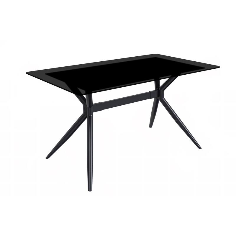Elega Dining Table with Rectangular Glass/Sintered Stone Tabletop and Stainless Steel Base - 55 Inch - Black