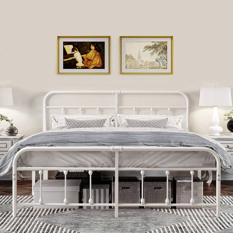 Javlergo Metal Platform Bed Frame with Headboard and Footboard, No Box Spring Needed