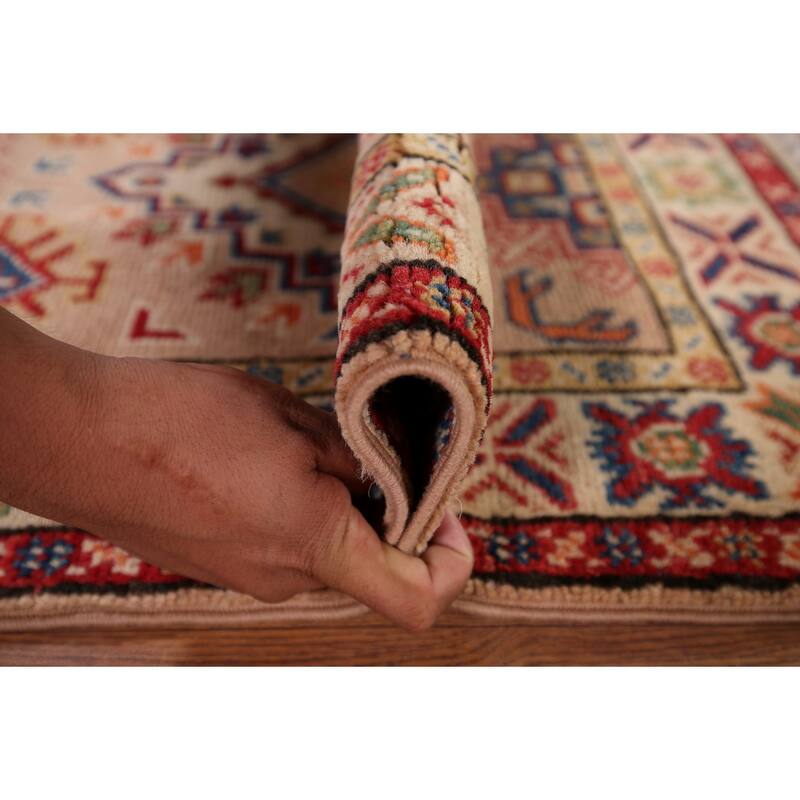 Kazak Accent Rug Hand-Knotted Traditional / Geometric Wool Carpet - 2'0" x 3'2"