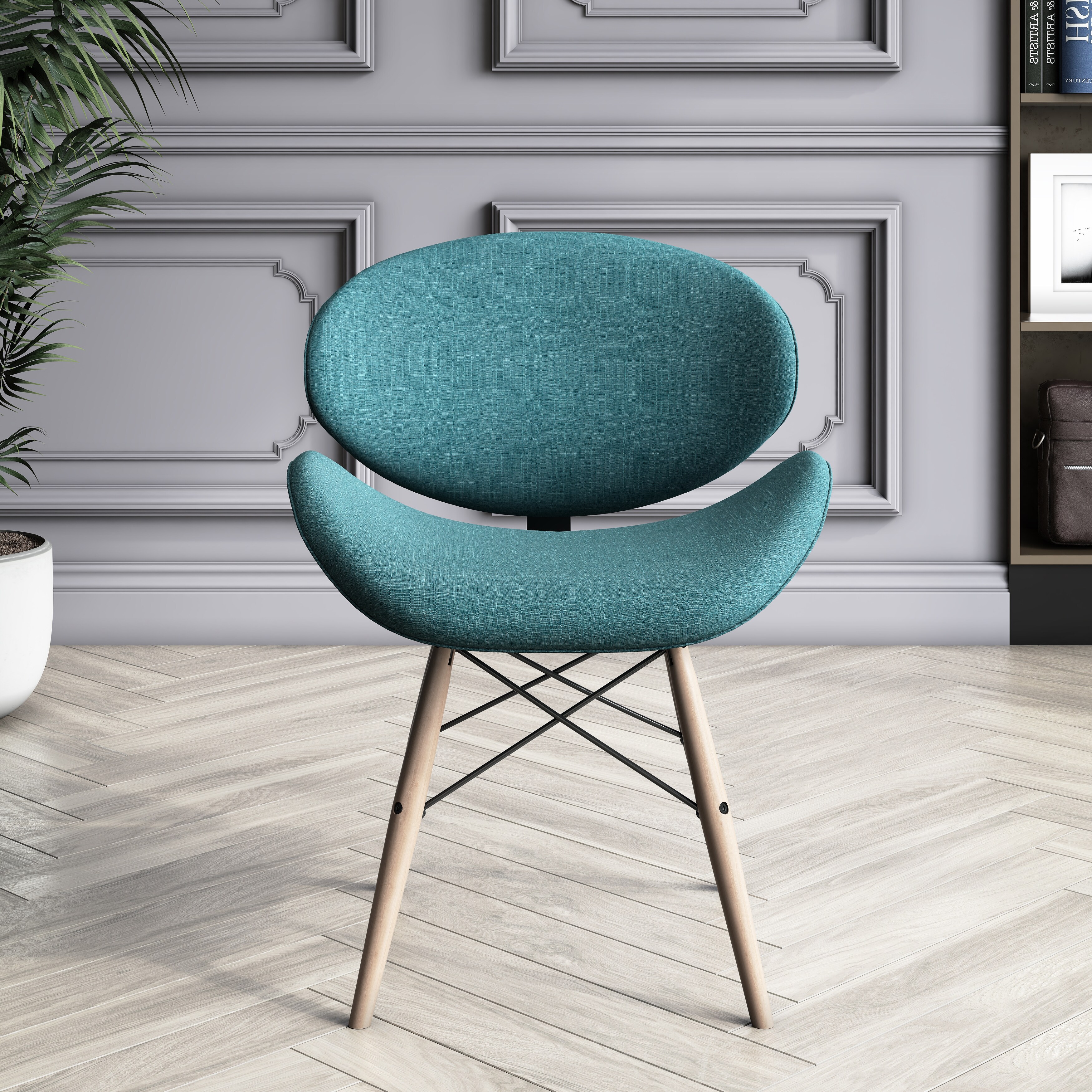Corvus Madonna Mid century Walnut and Black Finish Accent Side