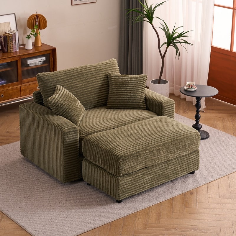 56.30" Single Sofa Chair, Independent Ottoman