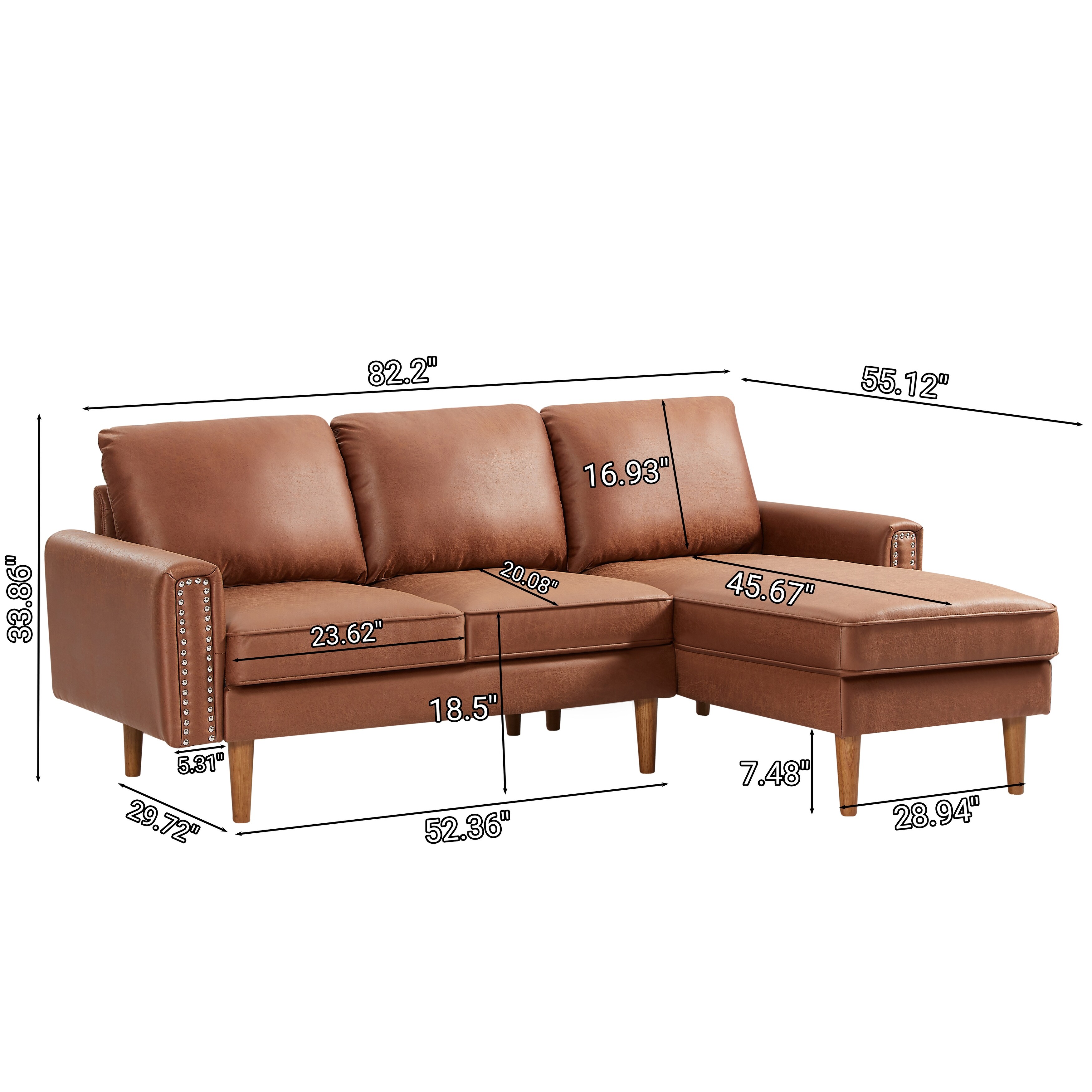 Brown-82.2''-Brown-PU-Leather-