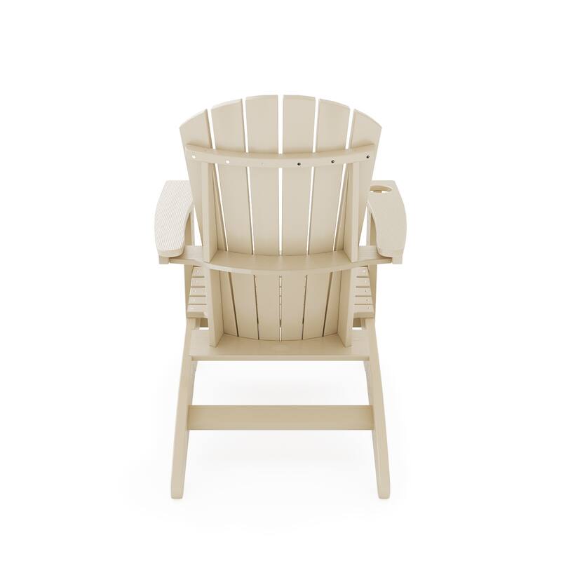 Brown Adirondack Chair - Sturdy Hdpe Poly Lumber For Poolside (Excluding the table) - Beige