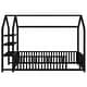 preview thumbnail 12 of 10, Twin Size Metal House Bed with Fence and Detachable Storage Shelves, Black