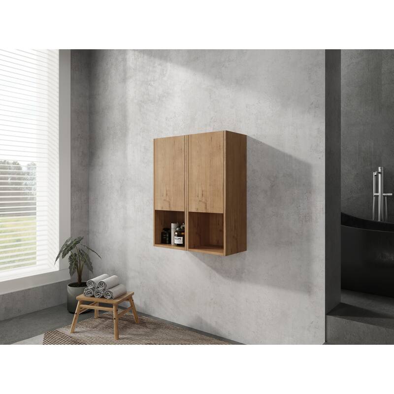24" Bathroom Side Cabinet, Soft Close Doors, Float Mounting Design, Imitative Oak
