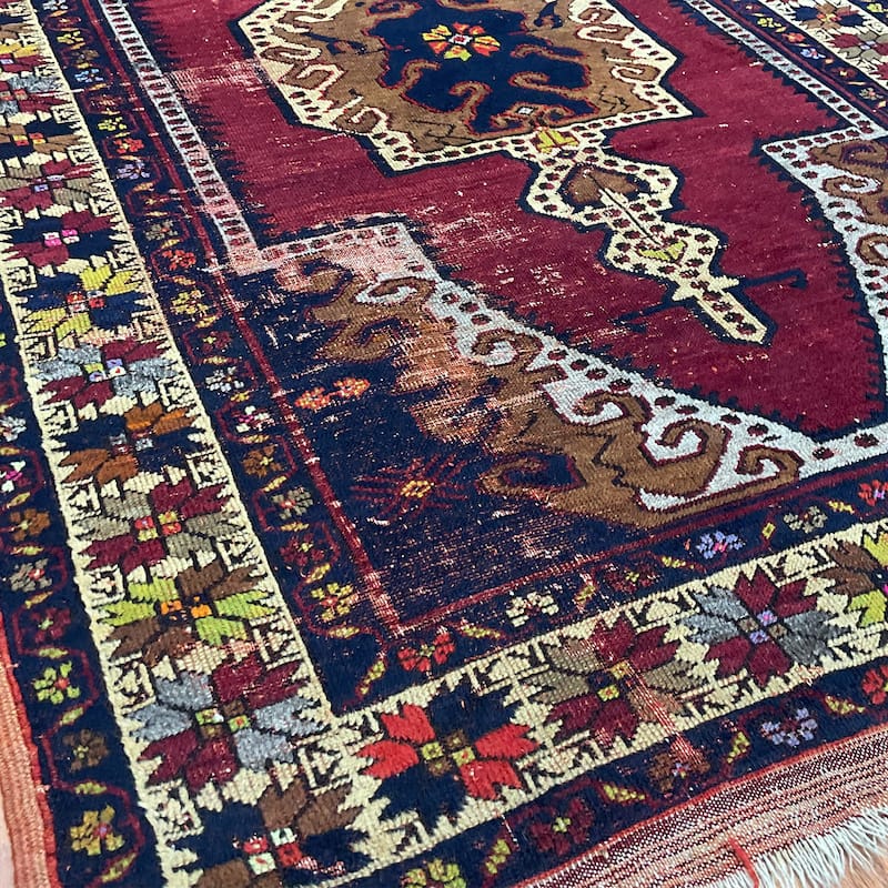 HERAT ORIENTAL Antique 1920's Handmade Turkish Wool Rug - 4' x 6'