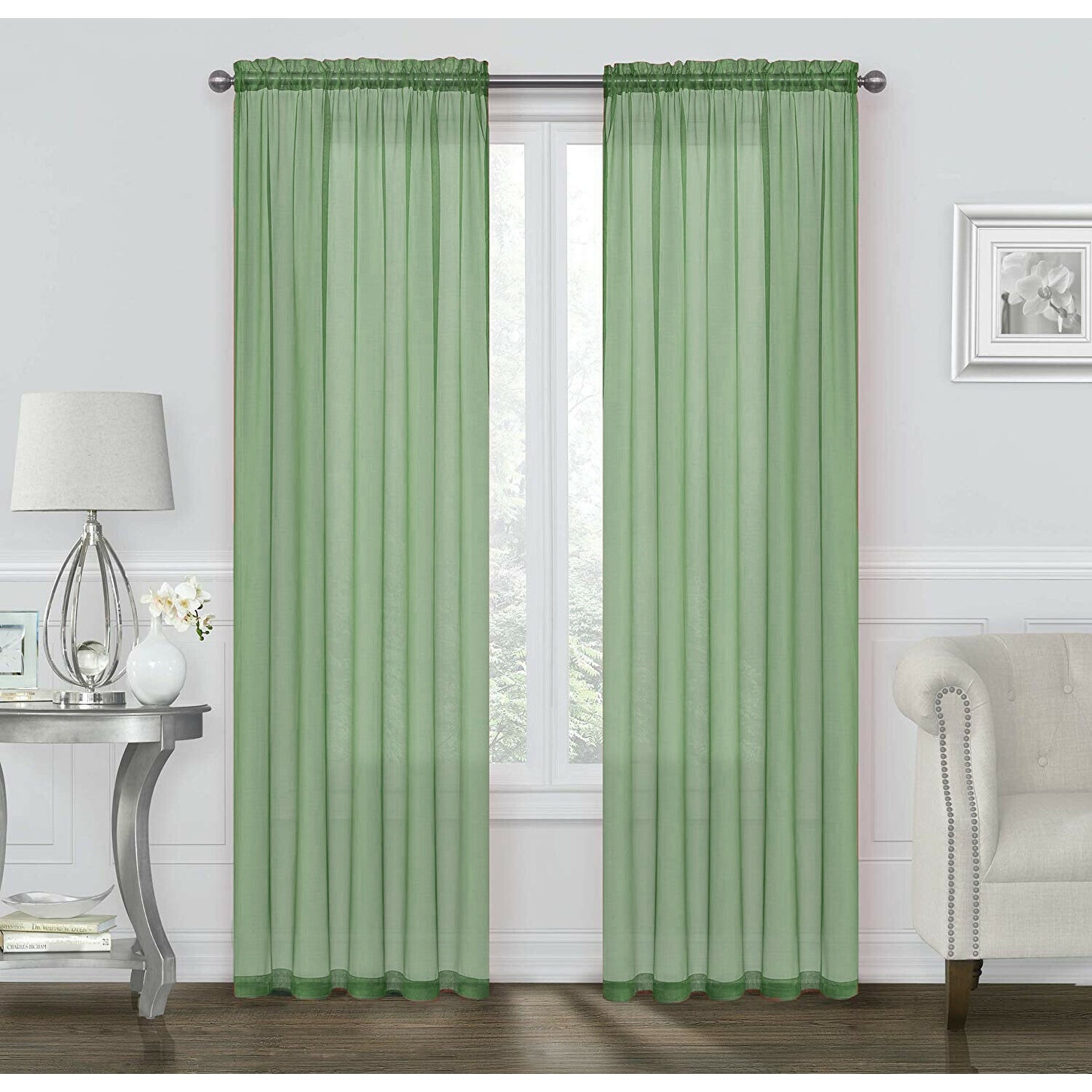 Kate Aurora Coastal Pastel Voile Sheer Window Curtains  -image