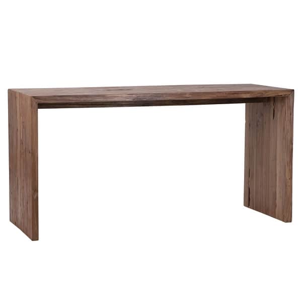 slide 2 of 6, Camila 60-inch Rectangular Reclaimed Teak Waterfall Writing Desk Medium Brown