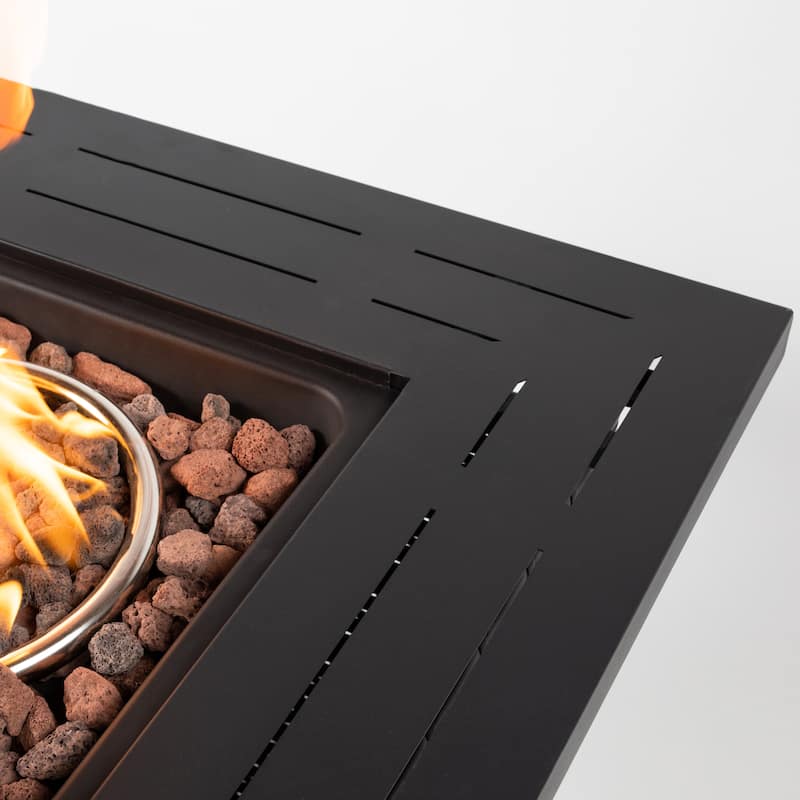 28inch Wicker Square Fire Pit Table