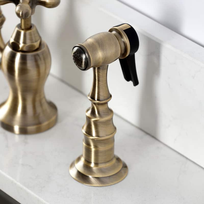 Kingston Brass English Country Bridge Kitchen Faucets with Brass Sprayer
