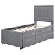 preview thumbnail 9 of 21, Modern and Timeless Twin Size Upholstered Platform Bed with Pull-out Twin Size Trundle and 3 Drawers
