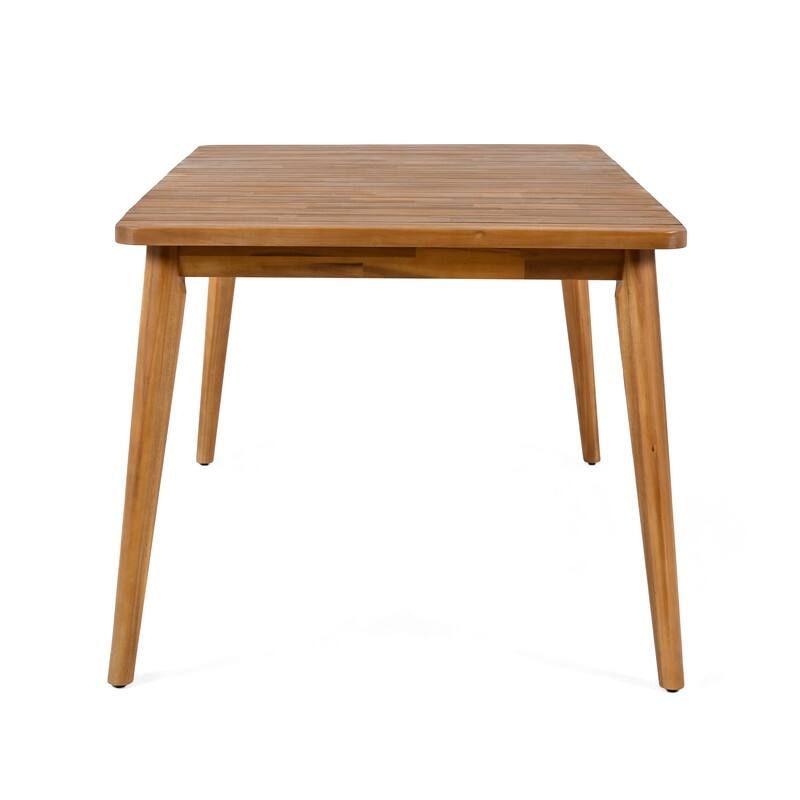 63"L Acacia Wood Outdoor Dining Table, Farmhouse Patio Table for 6