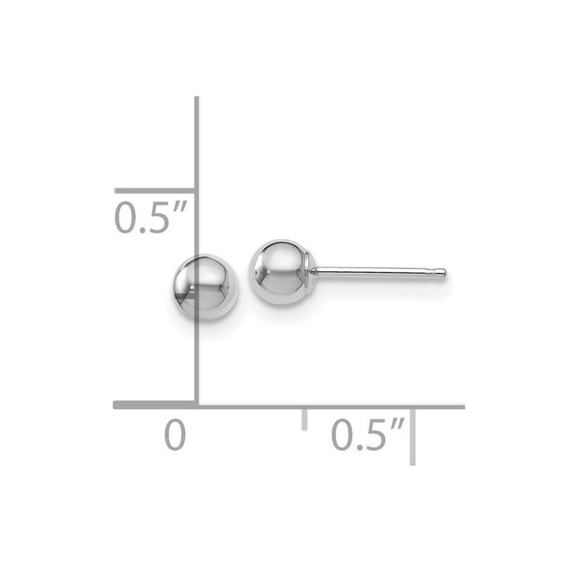 Curata 14k White Gold Polished 4mm Ball Post Earrings