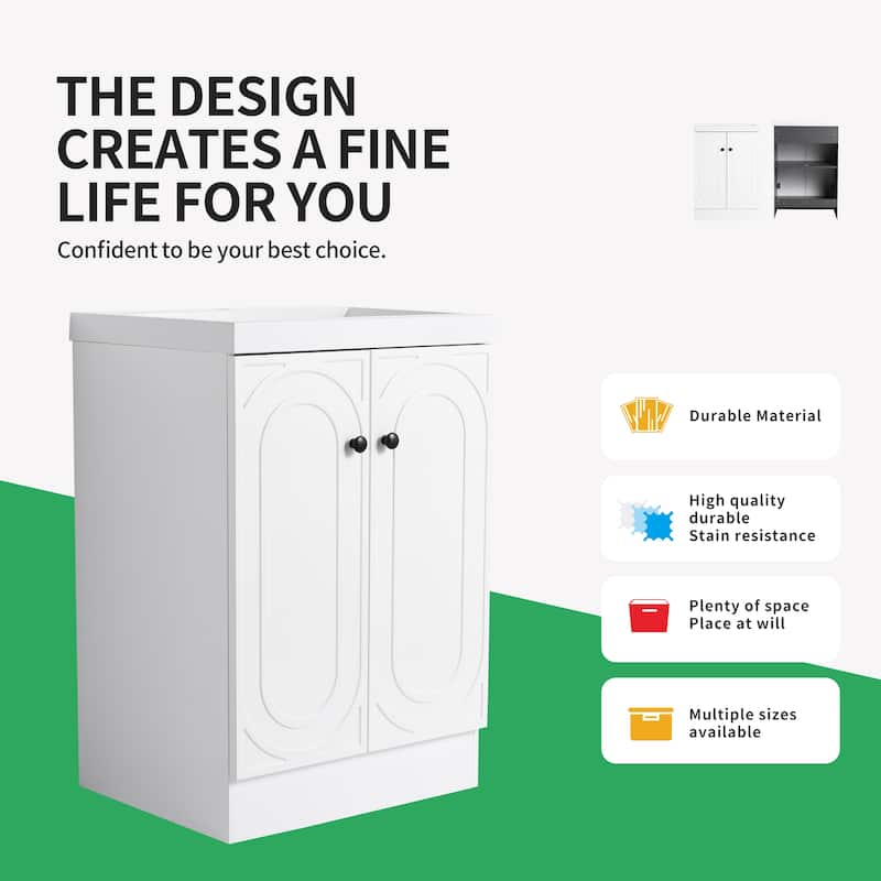 BNK 24/30/36 inch Freestanding Single Sink Bathroom Vanity with Soft Close Door and Adjustable Shelf