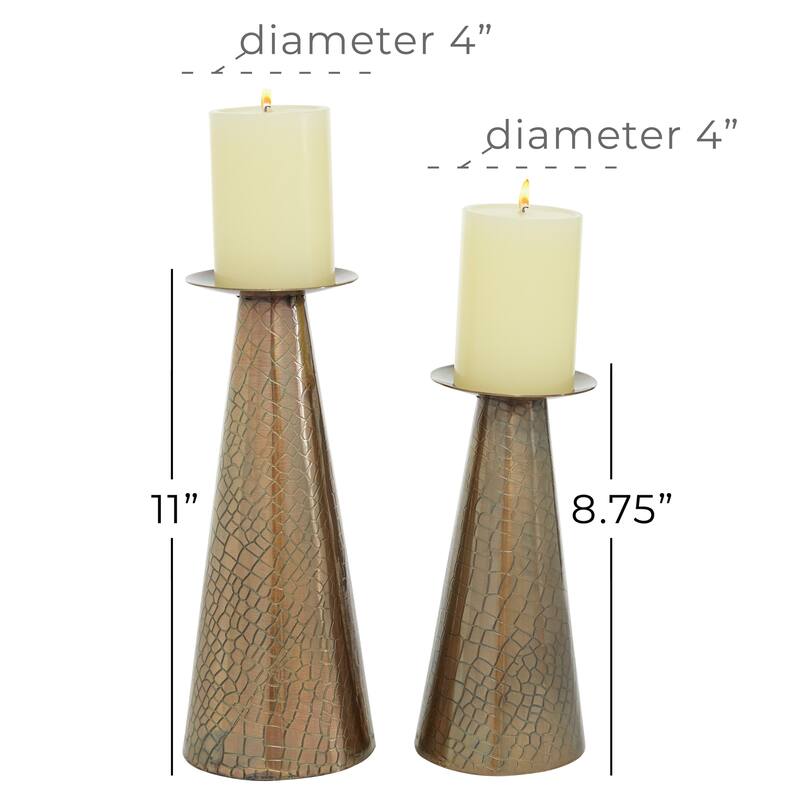Stainless Steel Glam Candle Holder (Set of 2) - S/2 8.75", 11"H