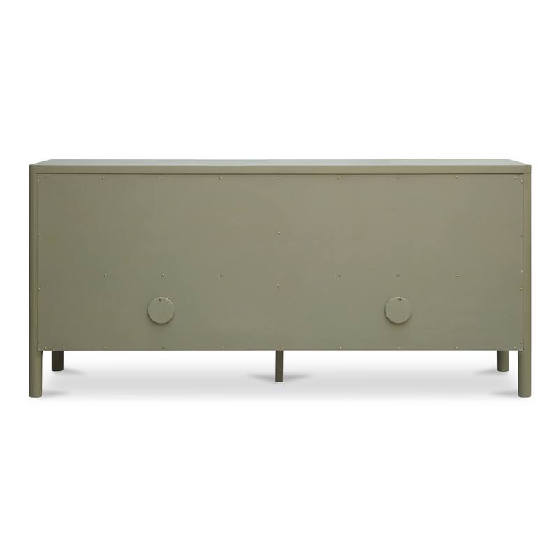 Title: NADAAL STUDIOS Delmira Sideboard, Millwork-Inspired Glass-Front Storage with Dowel Legs, Black