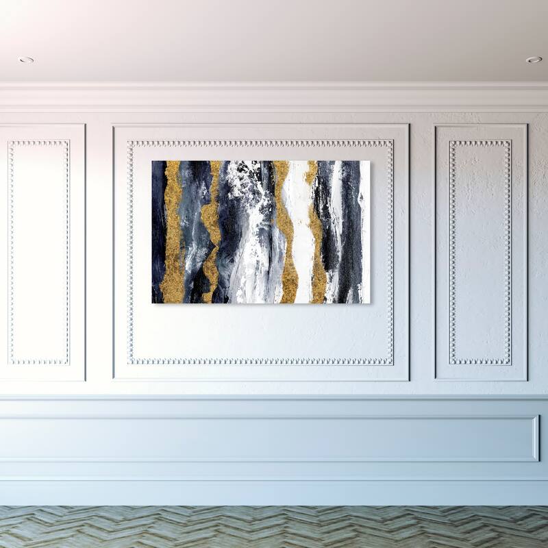 Wynwood Studio Canvas Abstract Bridgerton Wave Noire Blue and Navy Blue Modern & Contemporary Wall Art Canvas Print - 30 x 45