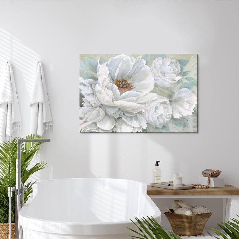 White Flower Canvas Wall Art Modern Blossom Floral Painting