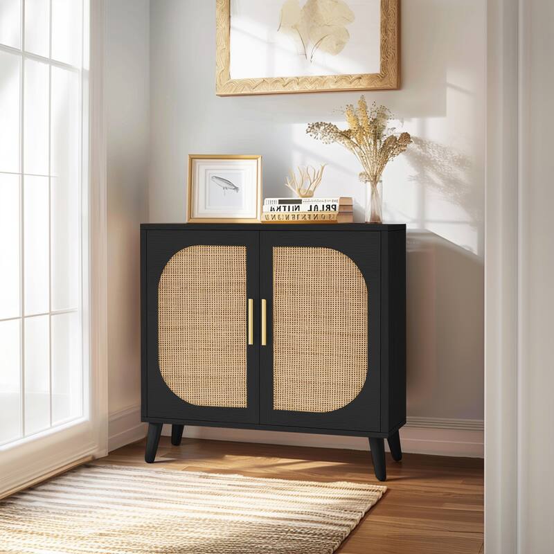 Floor Sideboard Cabinet with 2 Doors & 4 Storage Compartments
