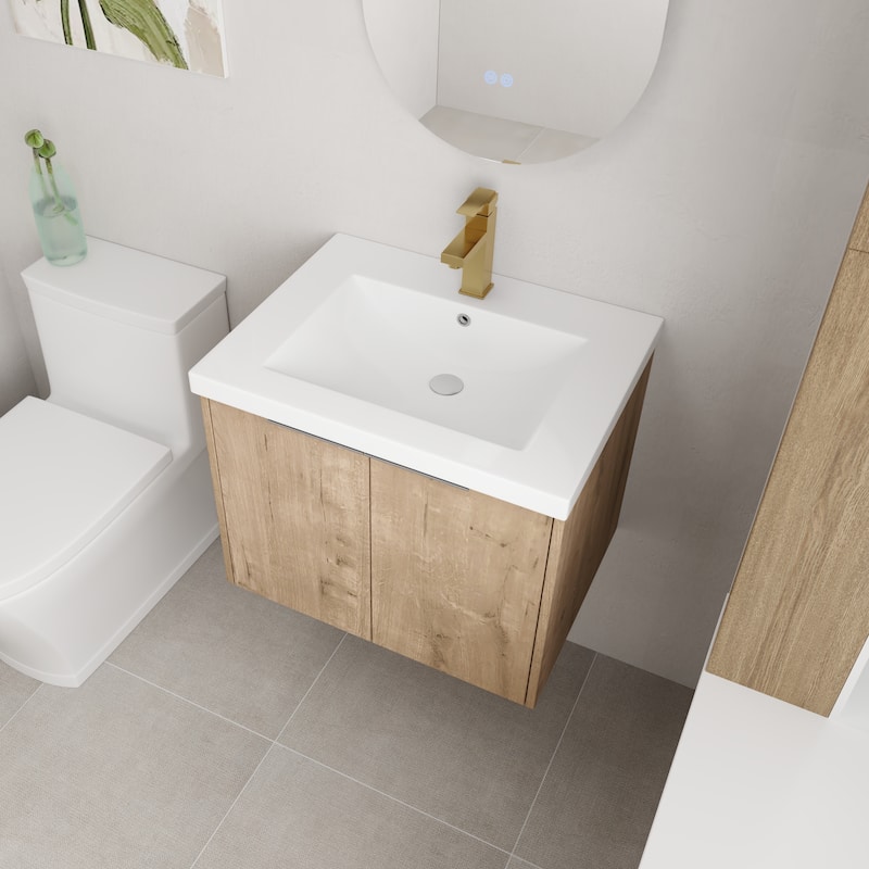 Beingnext 24"/30"/36" Bathroom Vanity with Sink, Floating Bathroom Vanity with 2 Soft Close Doors