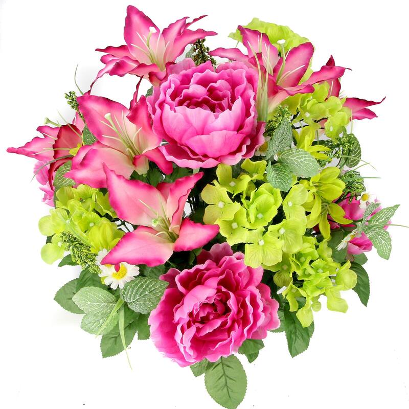 24-stem Faux Tiger Lily and Peony Mixed Bouquet - GPB4307-ORCHID