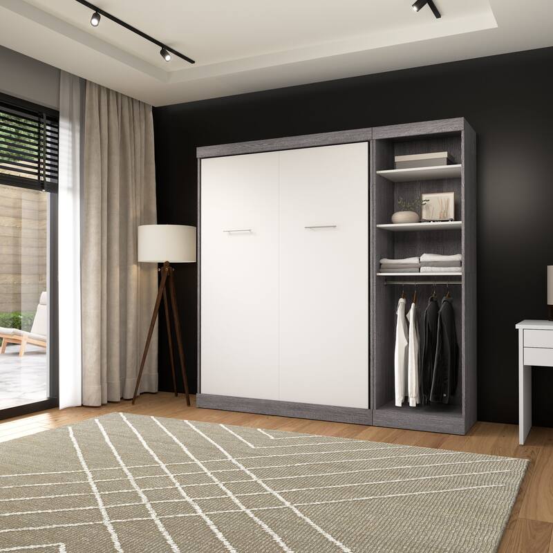 Nebula Full Murphy Bed with Closet Organizer (84W) by Bestar