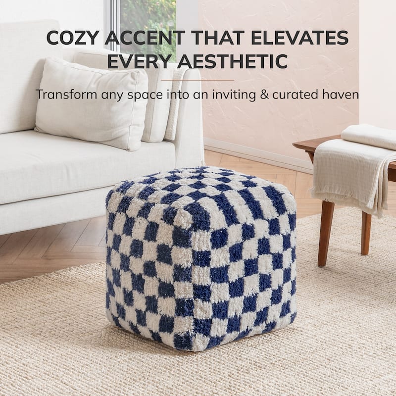 Jani 20-inch Ottoman Pouf - Handcrafted Handmade Ottoman for Seating, Footrest, Home Decor for Living Room, Bedroom