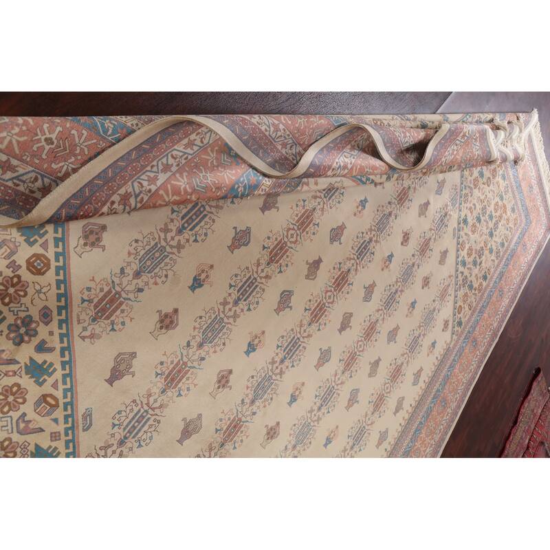 Large Vegetable Dye Art Deco Oriental Area Rug Handmade Wool Carpet - 9'11" x 14'3"