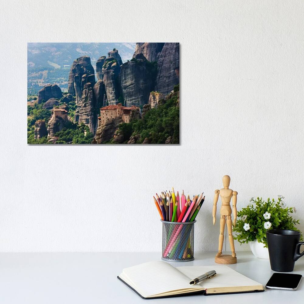iCanvas "St. Nikolaos Anapafsas Monastery and Monastery of Roussanou, Meteora, Greece" by Keren Su Canvas Print