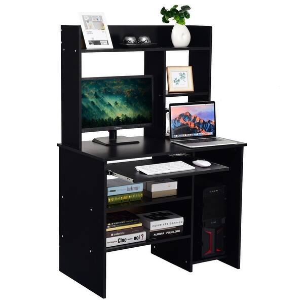 Shop Gymax Computer Desk Pc Laptop Study Table Bookcase
