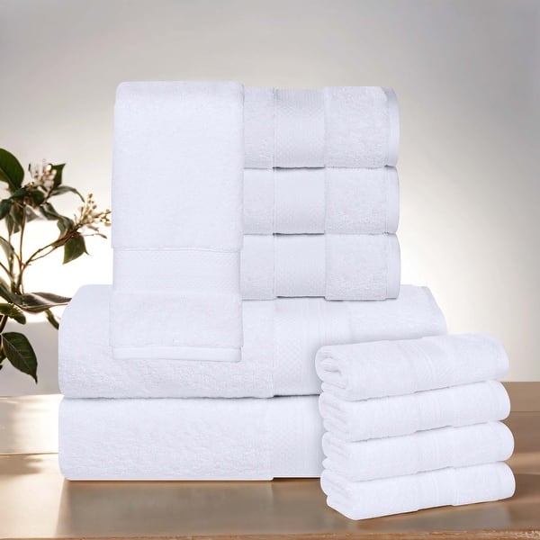 Superior Aria Turkish Cotton Heavyweight 10-Piece Towel Set - White