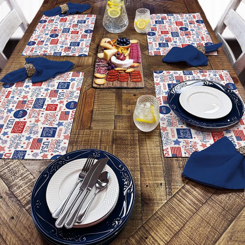 Home of the Brave 4-Pack Poly-Cotton Blend Placemats Manufactured in The USA Machine Washable Dryer Safe