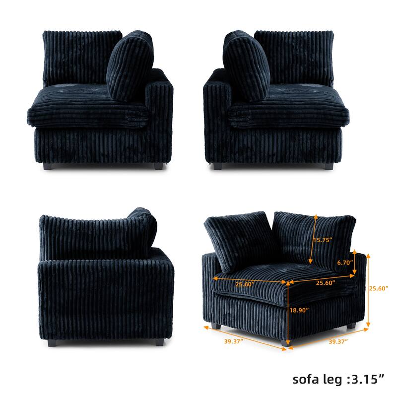 L-shaped Soft Plush Upholstered Modular Sectional Sofa Deep Living Room Couch