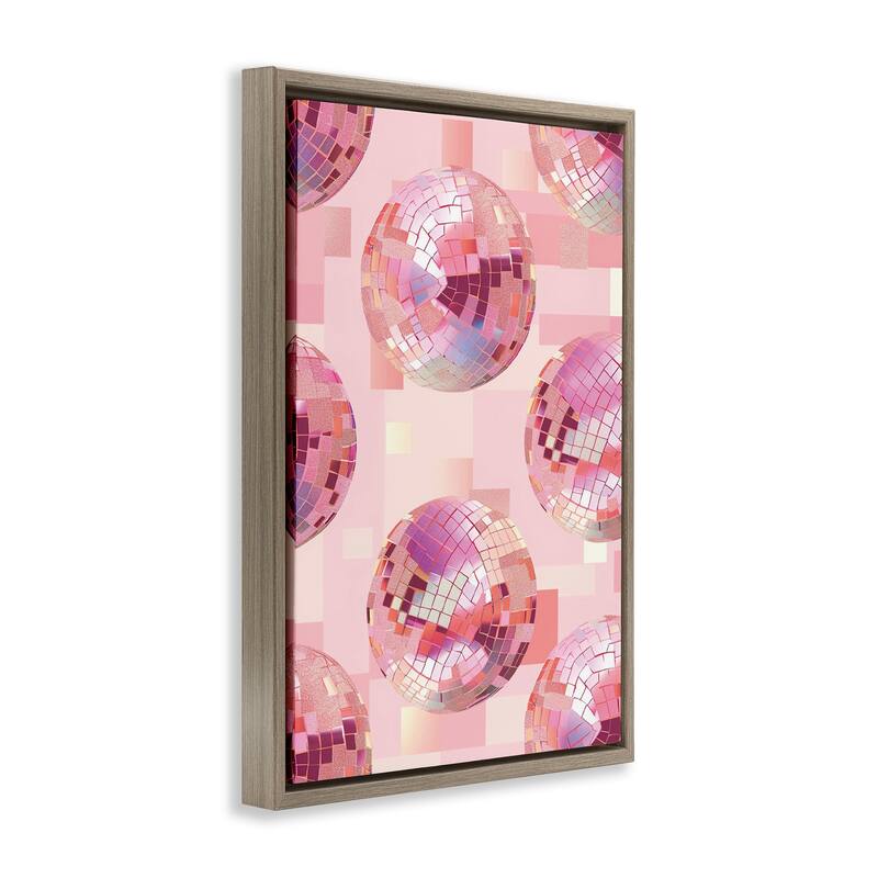 Stupell Feminine Pink Disco Balls Framed Floater Canvas Wall Art Design By LSR Design Studio