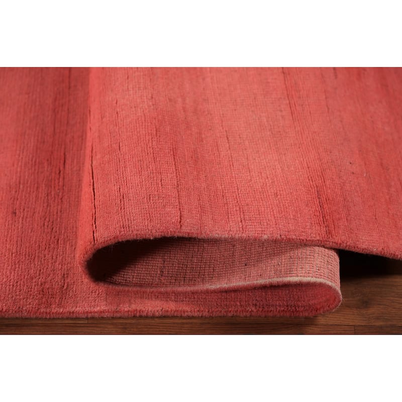 Pink Salmon Modern Gabbeh Oriental Area Rug Handmade Wool Carpet - 8'1" x 11'4"