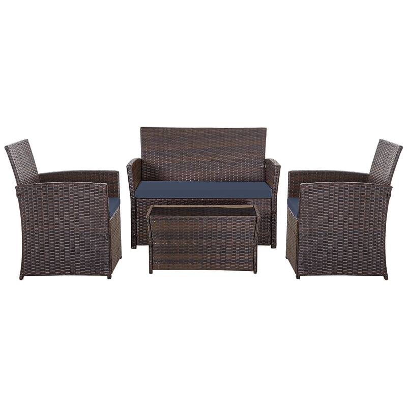 Rattan Outdoor Sectional Sofa Set, Patio Modular Conversation Couch with Removable Cushions Covers