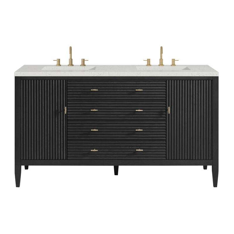 James Martin Vanities 485-V60D-3LDL Myrrin 60" Double Basin Wood - Carbon Oak - Oak Finish
