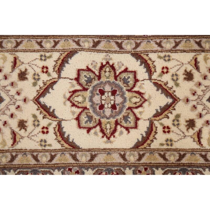 Wool/ Silk Floral Vegetable Dye Kashan Oriental Area Rug Hand-knotted - 8'0" x 10'4"