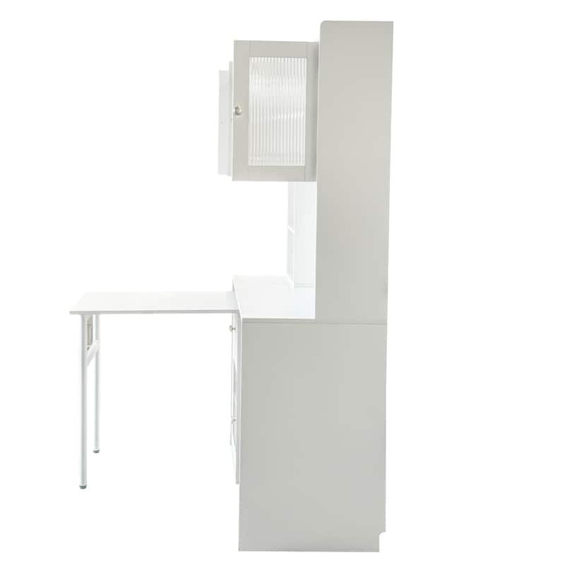 GDFStudio - Saly Modern Multi-Function Home Office Desk & Workstation with Storage, Drawers & Hutch