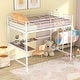 preview thumbnail 3 of 8, White Full Size Metal Loft Bed with Desk, Ladder and Metal Grid for Kids, Teens, Girls, Boys