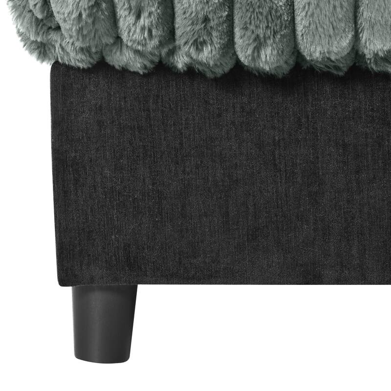 Modern Oversized Chaise Lounge Sofa for Living Room, 65.25" Cloud Sleeper Sofa Plush Faux Fur Sofa Couch with 2 Pillows