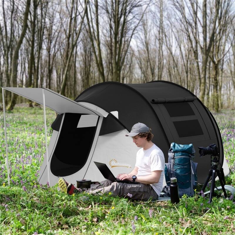 Spacious Family Camping Tent for Outdoor Adventures Quick Setup Waterproof with Porch Area - 110.2" x 81.9" x 46.1"