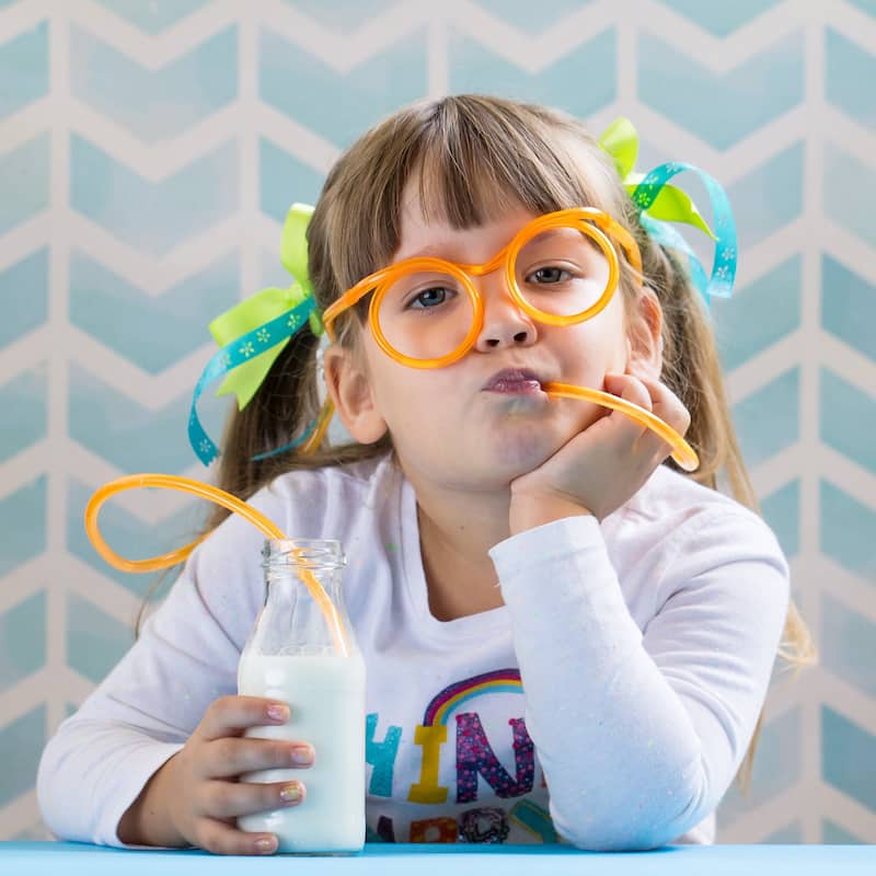 5 Pcs Straw Glasses, Plastic Round Novelty Drinking Eyeglasses Straws - Multicolor