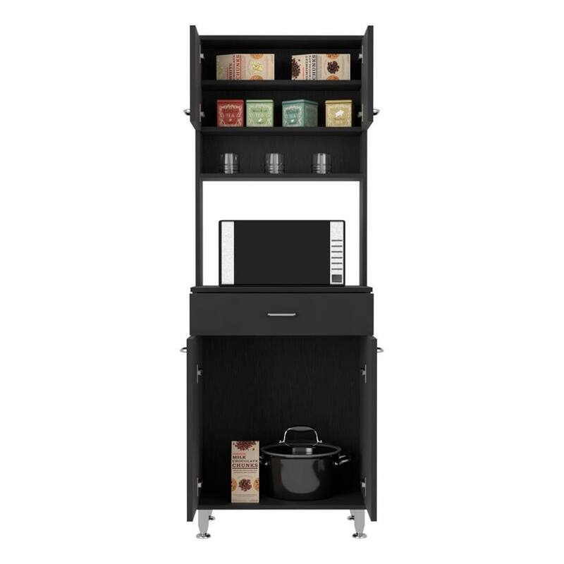 Della 60 Kitchen Pantry with Countertop, Closed & Open Storage - N/A