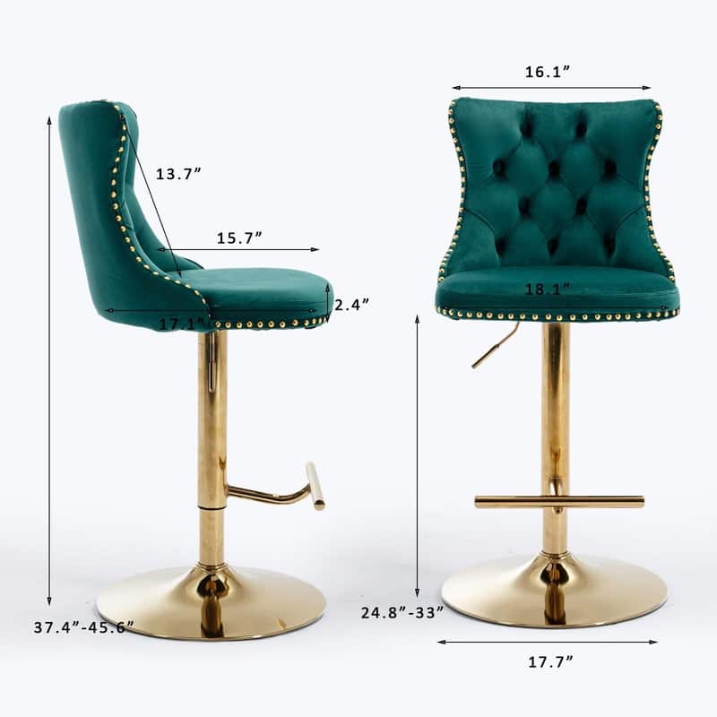 Velvet Upholstered Nailheads Tufted Swivel Bar Stools (Set of 6)