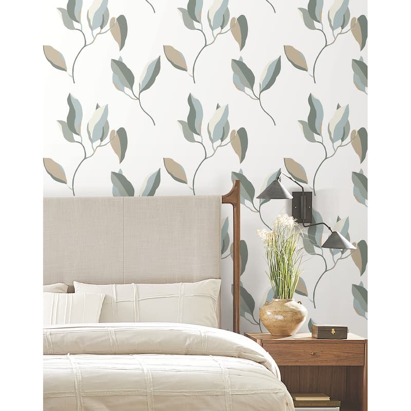 York Wallcoverings Brushwork Branches Mineral and Olive Wallpaper
