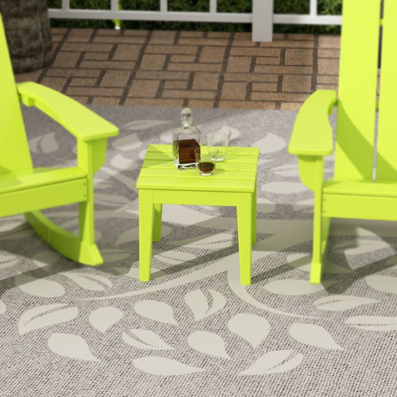 Shoreside HDPE Eco-Friendly All Weather Square Modern 18" Side Table - Lime